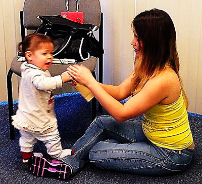 a blind mother and her baby at Make it Take it